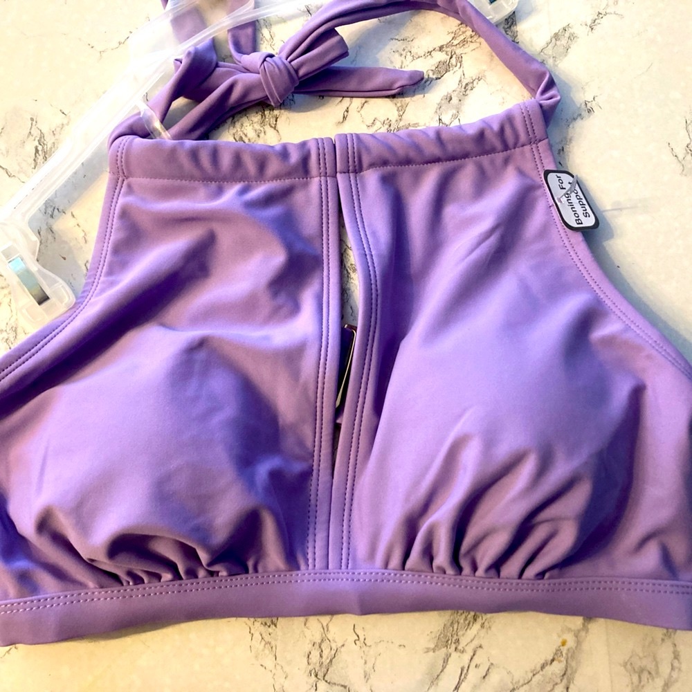 Women's Solid Purple Swim Top from Time and Tru